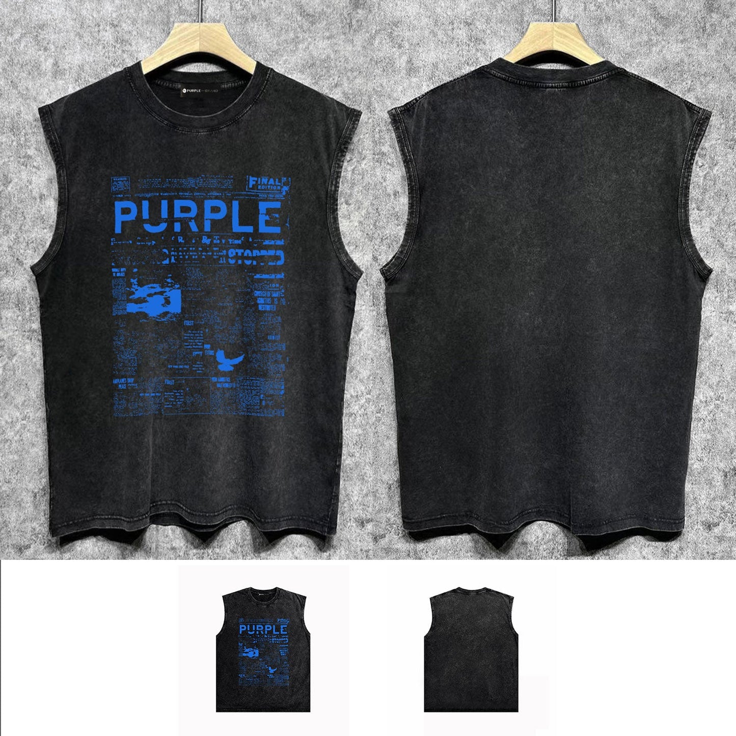 PURPLE Make Old Sleeveless T-Shirt ZJBPUR058#