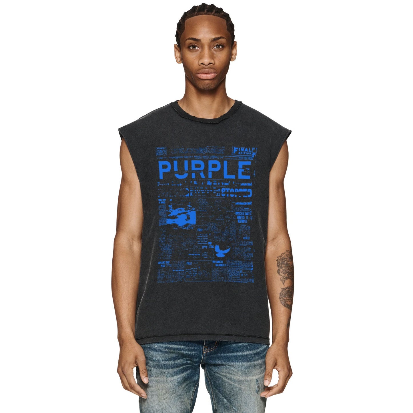 PURPLE Make Old Sleeveless T-Shirt ZJBPUR058#