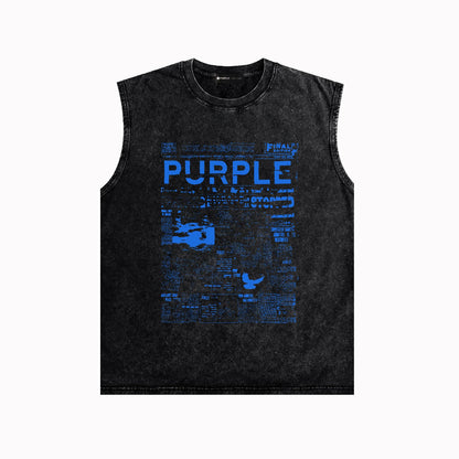 PURPLE Make Old Sleeveless T-Shirt ZJBPUR058#